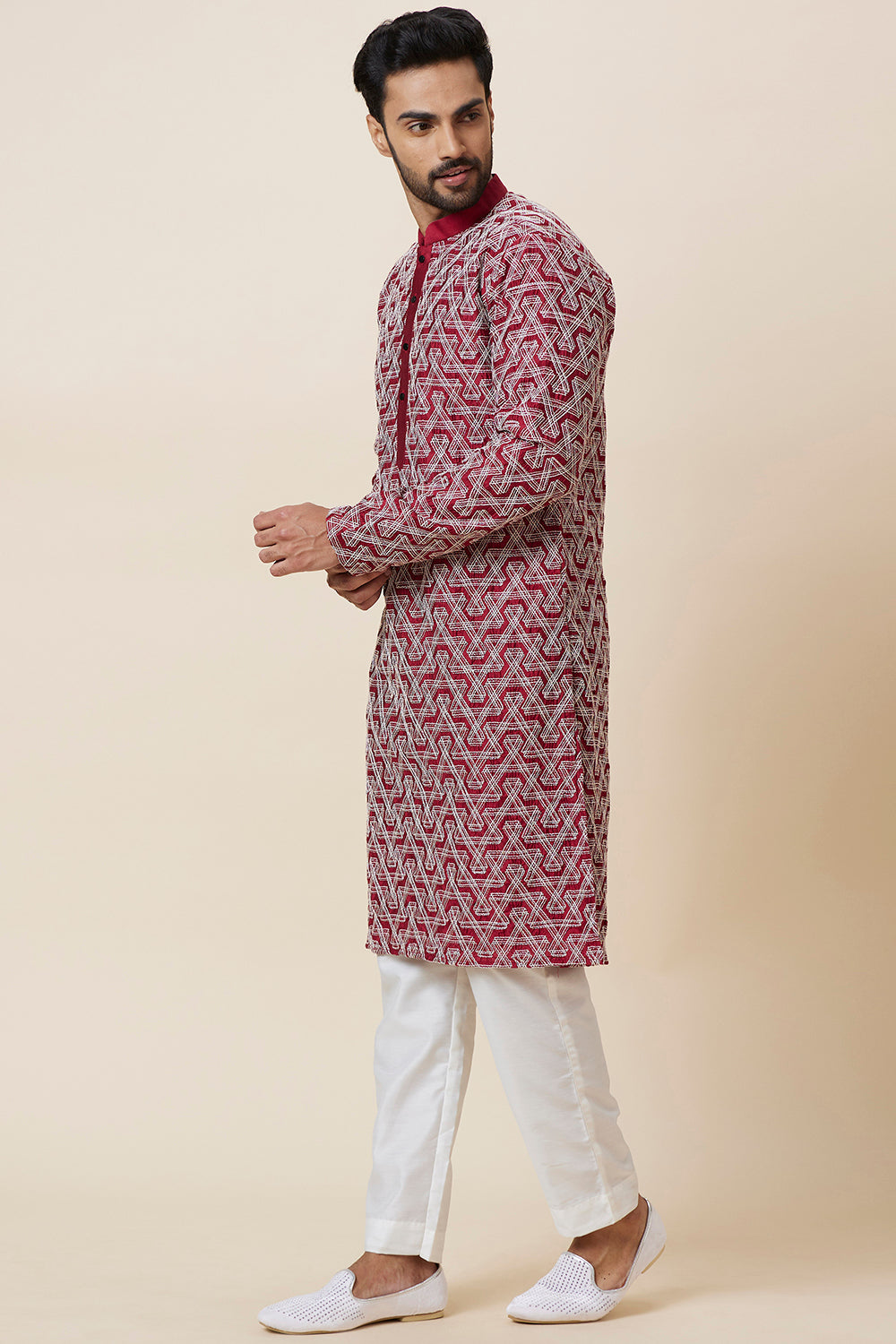 Kurta Maroon silver all over Embroidery