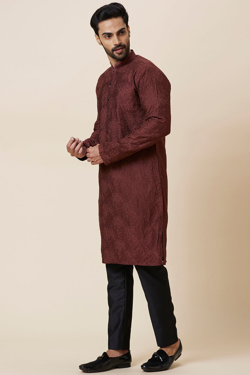 KURTA RUST LEAF EMBROIDERY