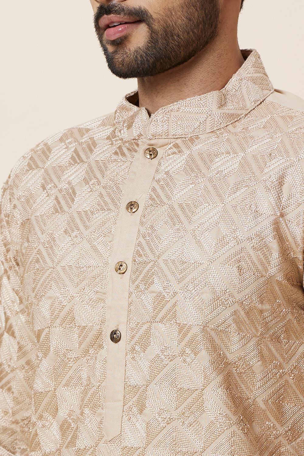KURTA KHAKHI SQUARE EMBROIDERY