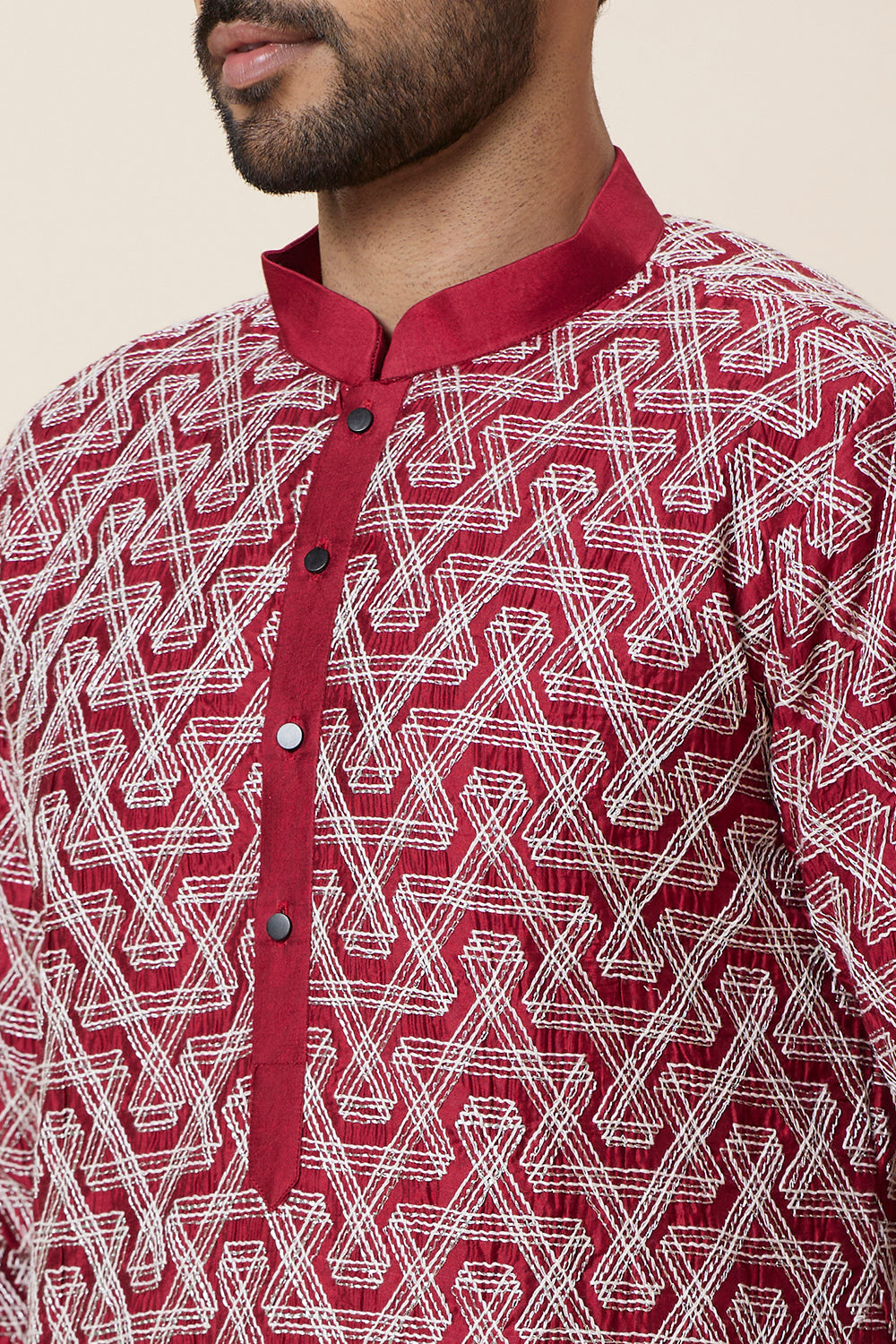 Kurta Maroon silver all over Embroidery