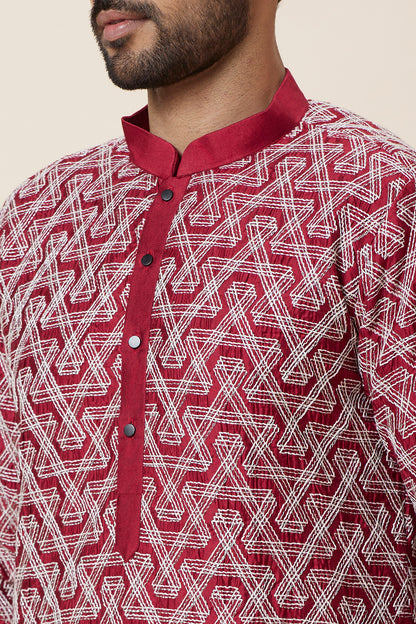 Kurta Maroon silver all over Embroidery