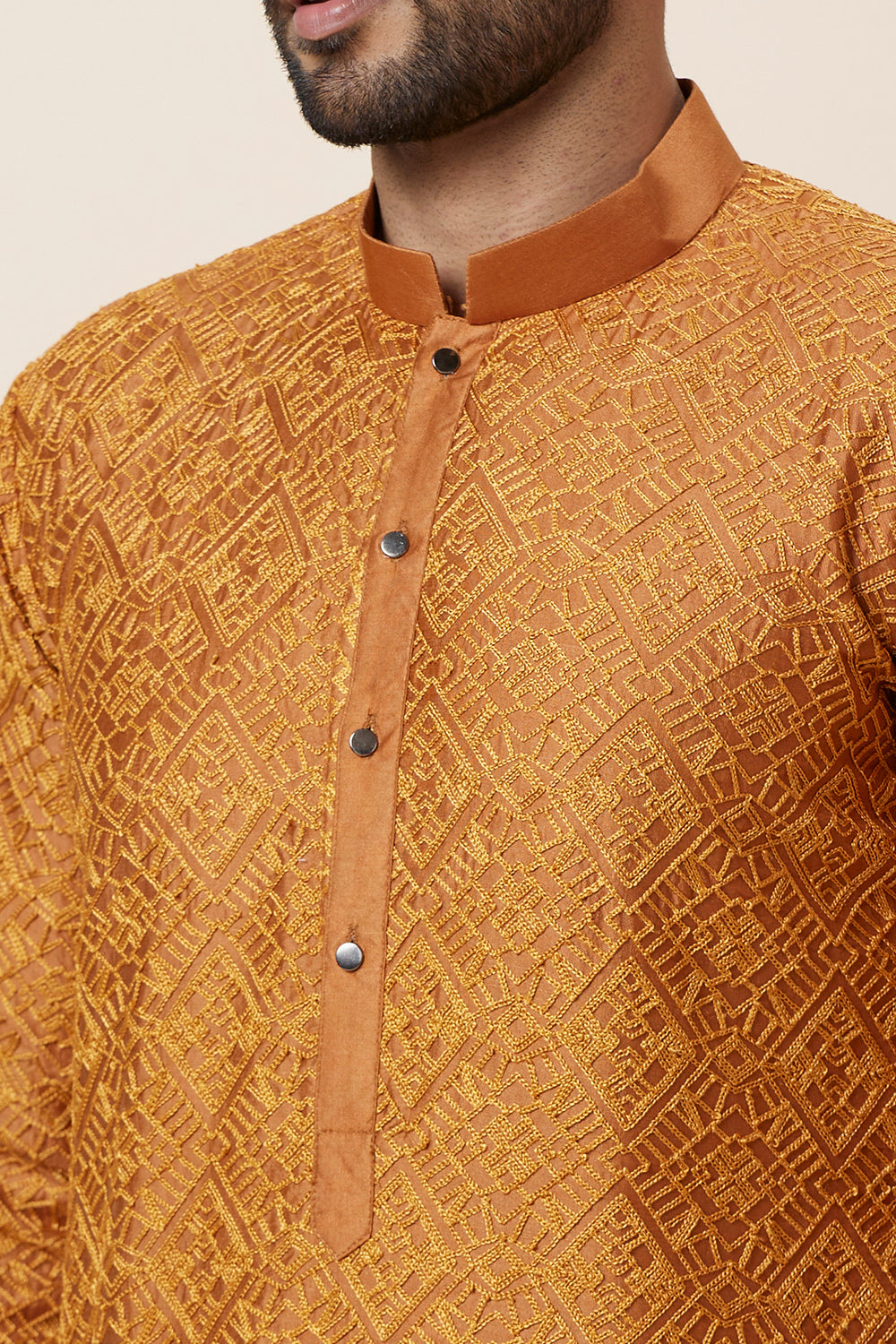 KURTA RUST GEOMETRICAL FULL  EMBROIDERY
