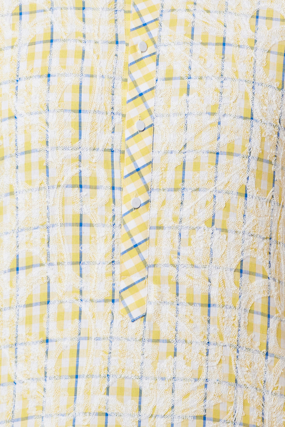 KURTA LINEN YELLOW CHECKS FLORAL EMBROIDERY
