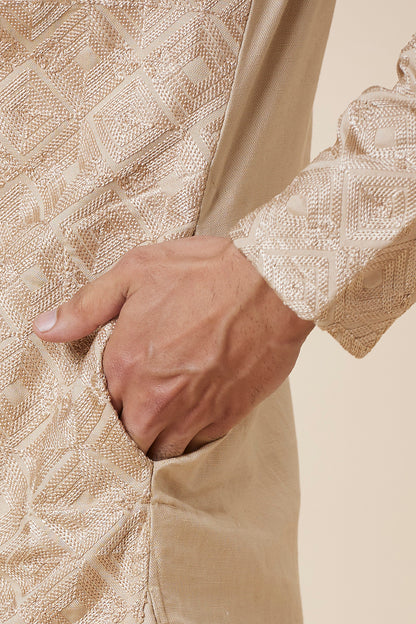 KURTA KHAKHI SQUARE EMBROIDERY