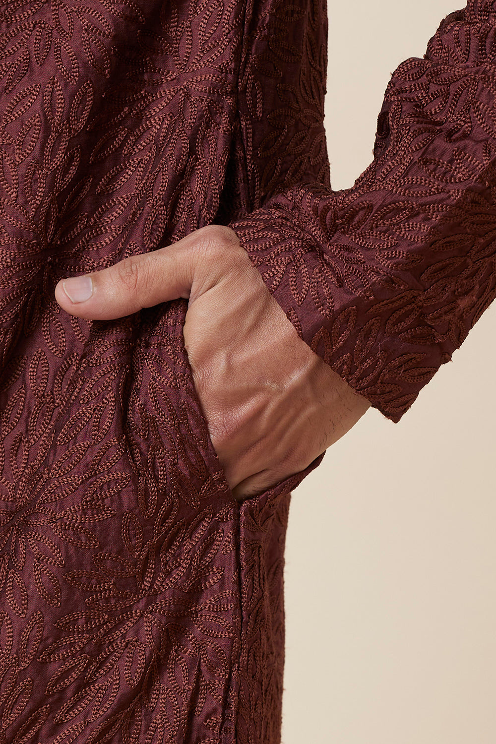 KURTA RUST LEAF EMBROIDERY
