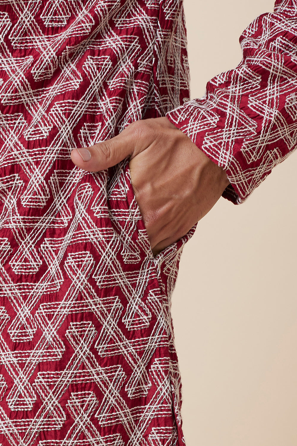 Kurta Maroon silver all over Embroidery