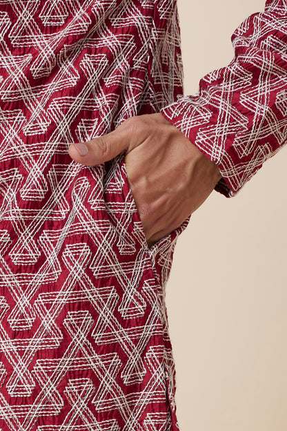 Kurta Maroon silver all over Embroidery